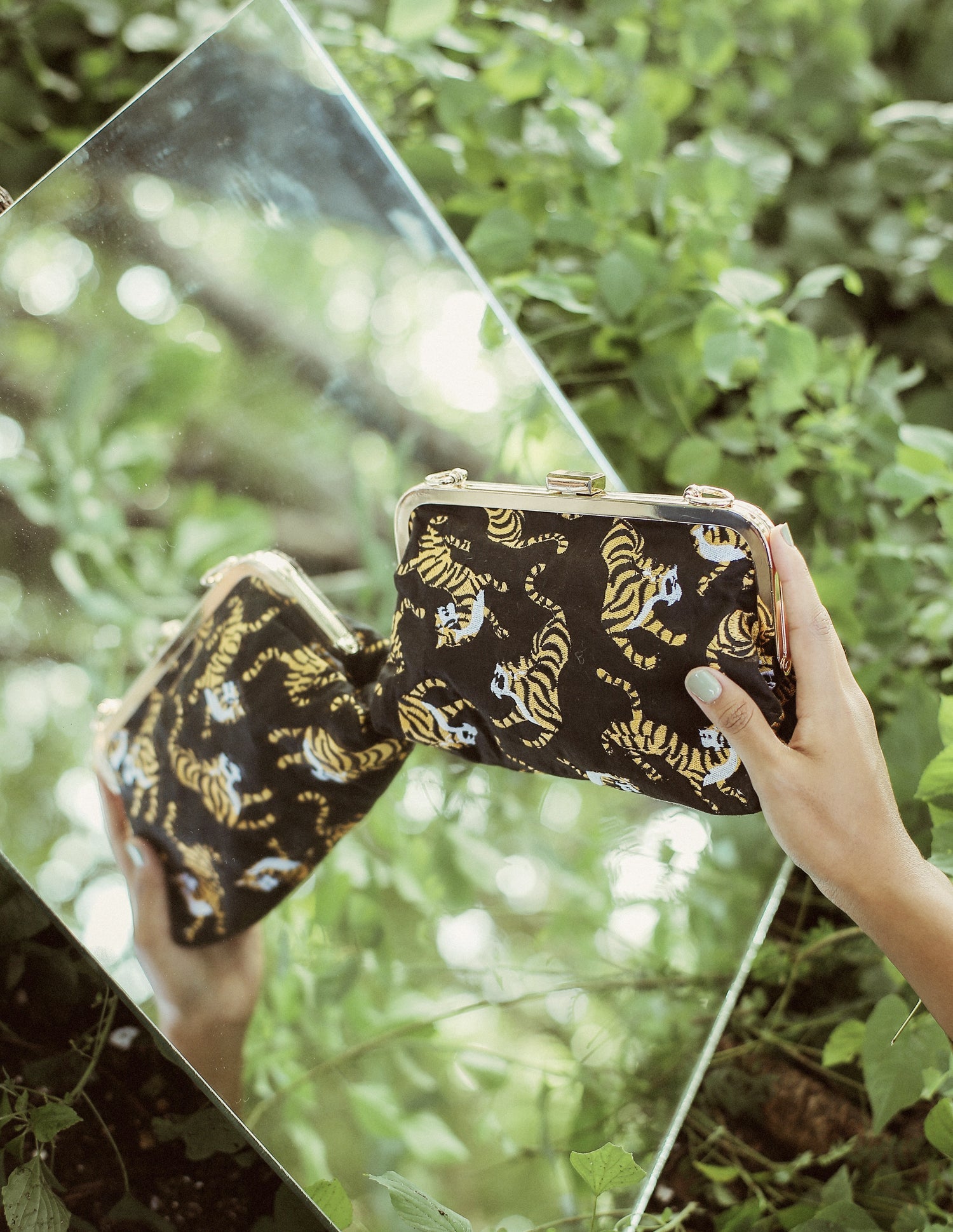 Tiger Clutch Bag in Black