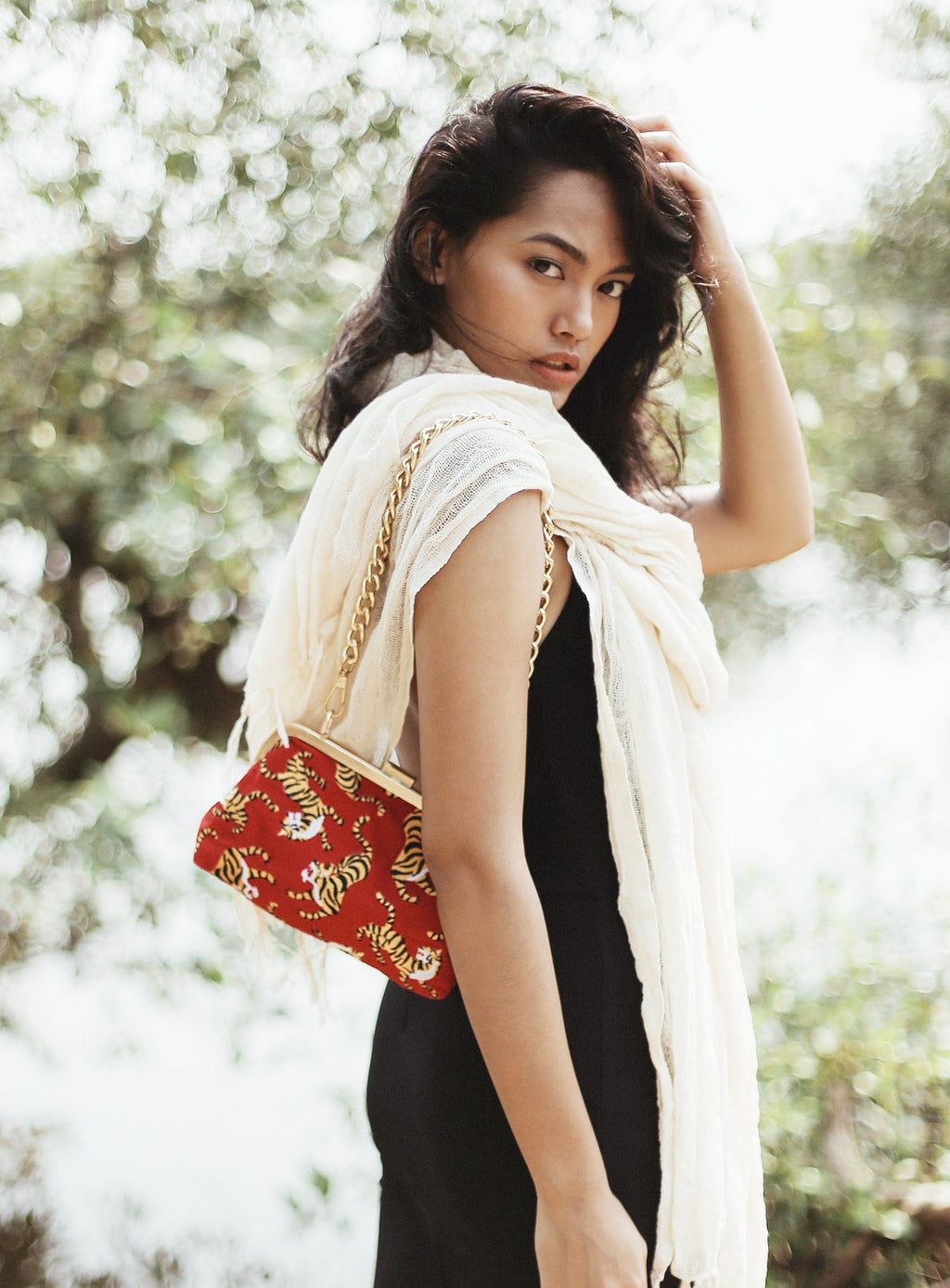 Tiger Clutch Bag in Red