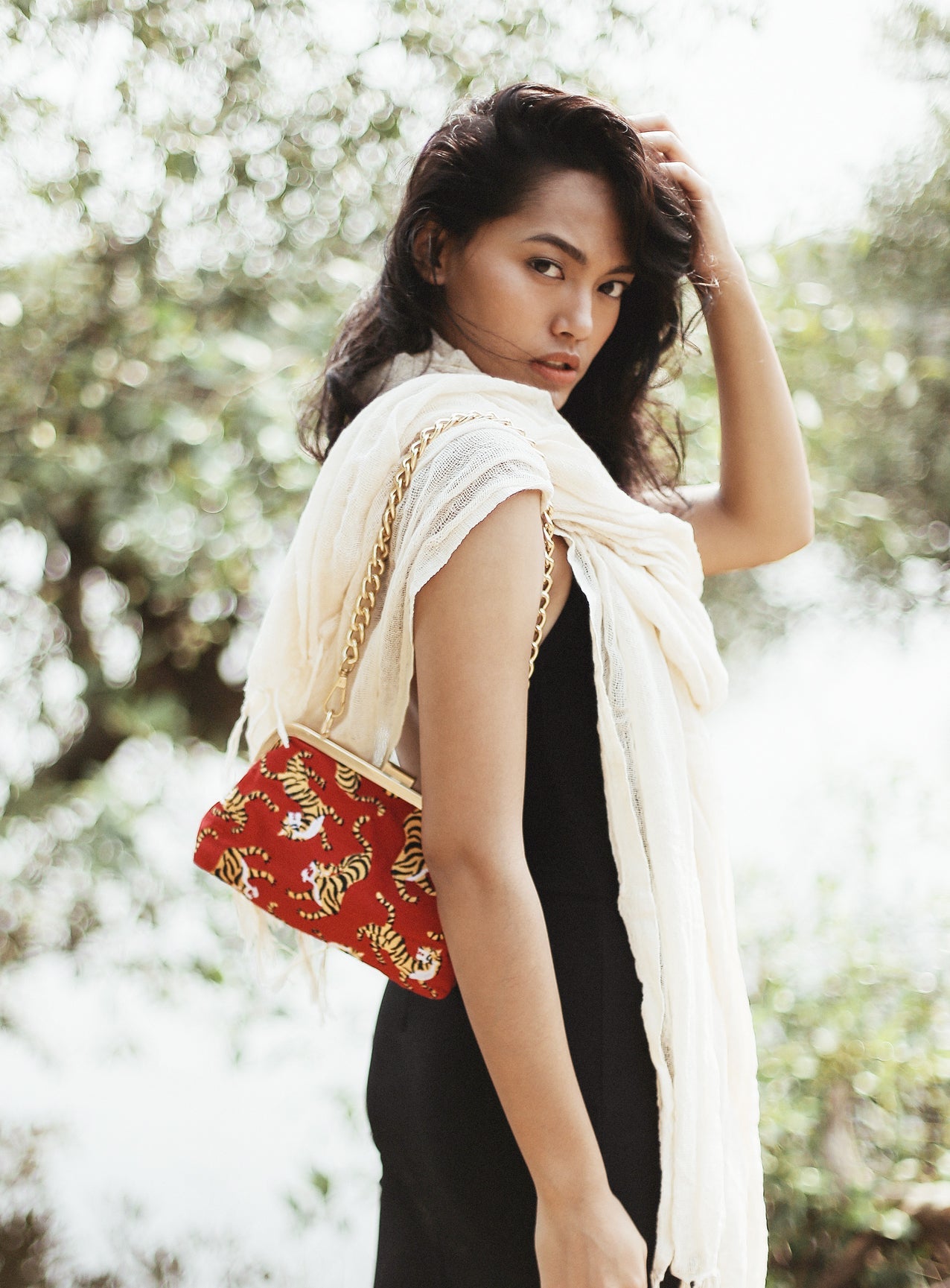 Tiger Clutch Bag in Red