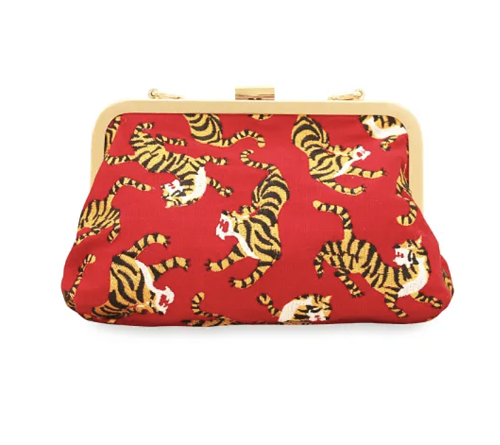 Tiger Clutch Bag in Red
