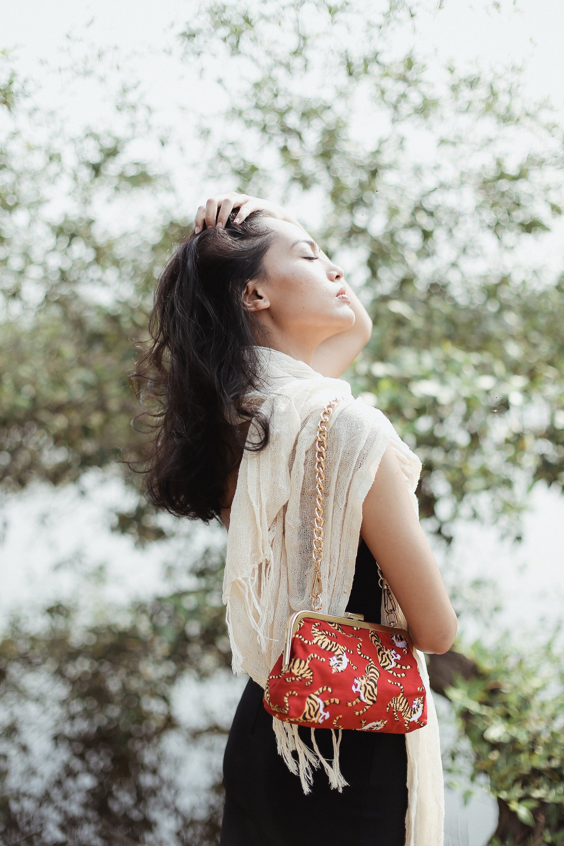 Tiger Clutch Bag in Red